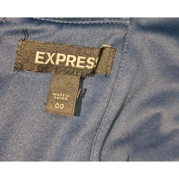 Express Dress 00 Women's Blue Velvet Deep V Sweetheart Neck Sleeveless Mini - Picture 5 of 7